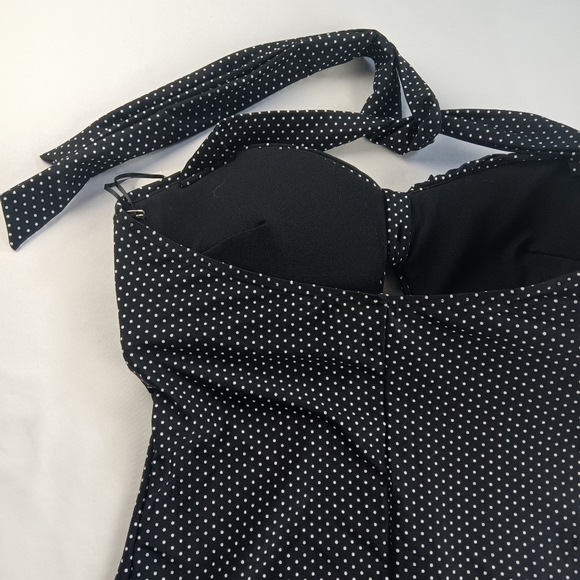 Unique Vintage XL 50'S STYL BEACH BABE Women's Swim Suit NWT BLACK W/ WHITE DOTS - Picture 13 of 16